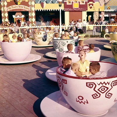 Children enjoy the rides at Disneyland.