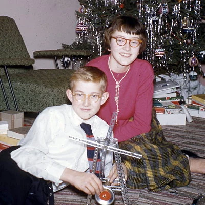 Christmas photo with new Erector Set.