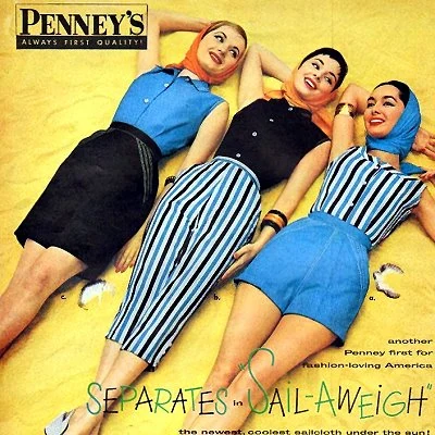 Detail from a 1956 Penney's catalog showing summer casual women's fashion.