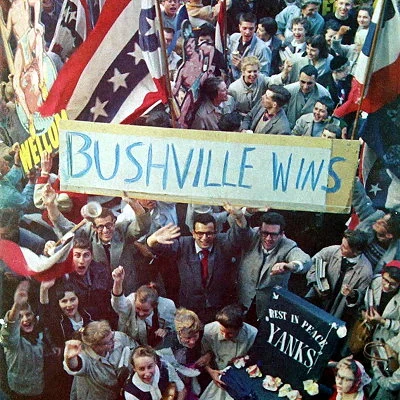 The Milwaukee Braves win the 1957 World Series over the mighty New York Yankees.