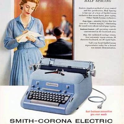 Detail from 1957 Smith Corona electric typewriter advertisement.