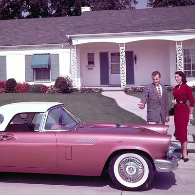 1957 detail from an advertisement for the Pontiac Thunderbird.