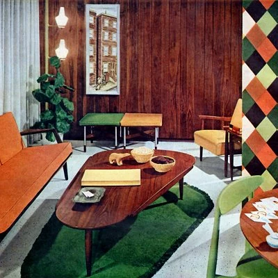 Living room style from a 1958 home decor magazine.