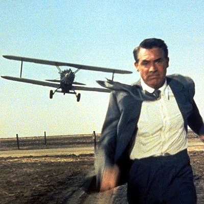 Cary Grant in the spy thriller North By Northwest directed by Alfred Hitchcock.