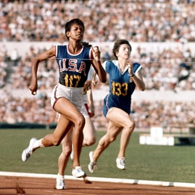 Wilma Rudolph on her way to winning three Gold Medals at the 1960 Summer Olympics in Rome.