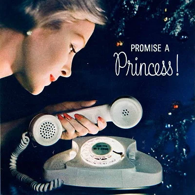 Detail from 1960 Bell Telephone ad showing the Princess phone with light up dial.