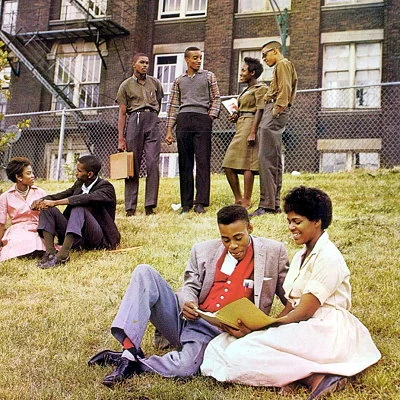 Students pose for a photo at Crane High School in Chicago.