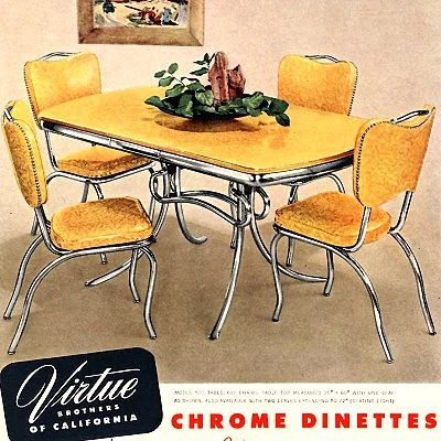 1962 advertisement for chrome dinette set.