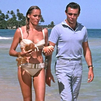 1962's Dr. No is the first James Bond film. The film stars Sean Connery as Bond and Ursula Andress. The long running spy film series is based on the novels of Ian Fleming.