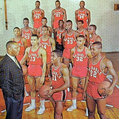 Boys basketball team and coach DuSable High School Chicago.