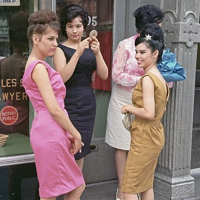 Women preparing for 1963 Puerto Rico Day Parade in New York.