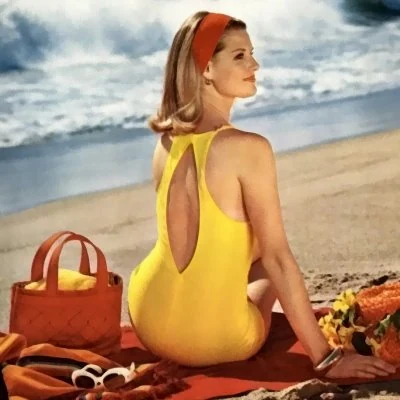 Detail from swimsuit advertisement.
