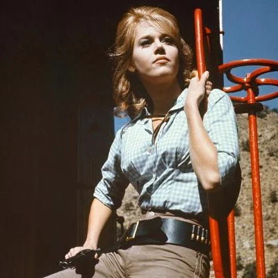 Jane Fonda in the 1965 film Cat Ballou, which co-stars Lee Marvin.