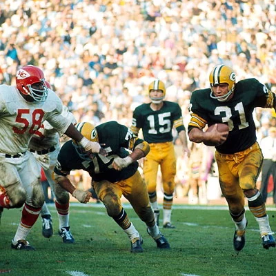 The first Super Bowl is held with the Green Bay Packers defeating the Kansas City Chiefs 35 - 10 at the Los Angeles Memorial Coliseum.