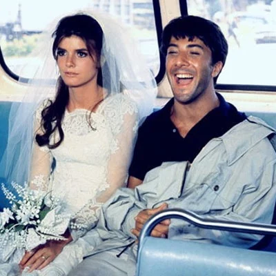 A drifting college graduate, played by Dustin Hoffman, is seduced by an older woman, but falls in love with her daughter in The Graduate. The film is the highest grossing picture of 1967. 