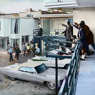 Civil rights leader Martin Luther King is gunned down on the balcony of his hotel room in Memphis, Tennessee.