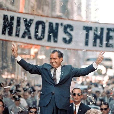Richard Nixon is the Republican candidate for President in 1968 and is elected President in November, defeating Democratic candidate Hubert Humphrey.