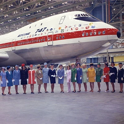 The Boeing 747 wide body airliner is introduced. It is the first plane with a double aisle interior.