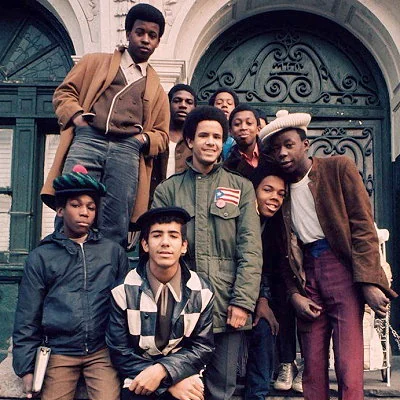 A group of teenagers pose for the camera in New York City's South Bronx.