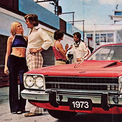 Photo detail from a 1973 Plymouth Roadrunner advertisement.