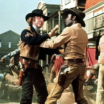 Gene Wilder and Cleavon Little in the 1974 western movie spoof Blazing Saddles directed by Mel Brooks.