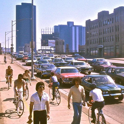 1975 street scene at Navy Pier Chicago.