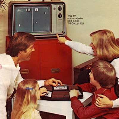 Originally developed by Atari for the Arcade industry, Pong is sold for home use in the 1975-76 Sears Christmas catalog.