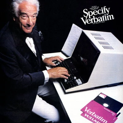 Detail from a 1979 advertisement for Verbatim computer floppy disks.