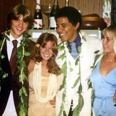 Future President Barack Obama and friends in a 1979 high school prom photo.