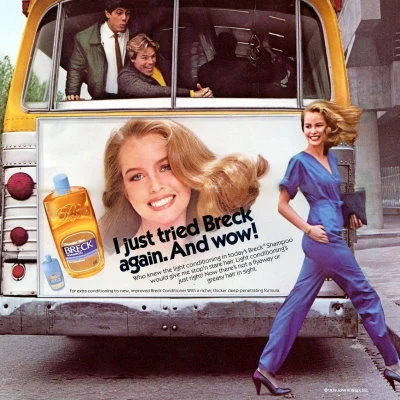 Ad for Breck Shampoo featuring American model and Charlie's Angels actress Shelley Hack.