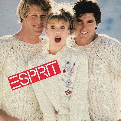 Detail from a magazine advertisement for Esprit, a popular 80's fashion and sportswear brand.