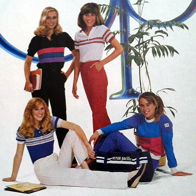 1983 advertisement for OP - Ocean Pacific apparel. Before expanding into apparel, OP had been a surf board manufacturer.