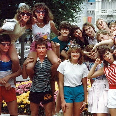 High school group having fun at Disneyland 1984.