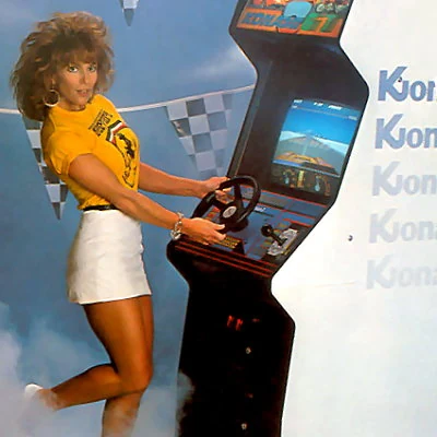 1985 advertisement for Kjonami arcade video gaming systems.