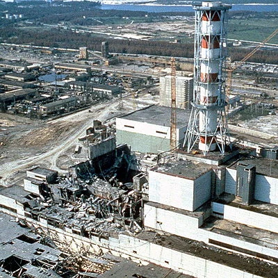 A nuclear reactor at Chernobyl, Ukraine (part of the USSR in 1986) explodes and releases radioactive material across parts of Europe. Over one hundred thousand people living within an 18 mile radius of the plant are evacuated. The damaged reactor is eventually sealed, but the city of Chernobyl is abandoned due to high radiation levels.