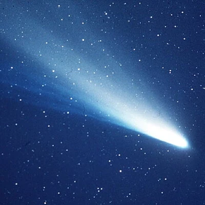 Halley's Comet visits our solar system for the first time in 75 years. It is the first time we are able to observe and study a comet from space. The comet will visit us next in 2061.