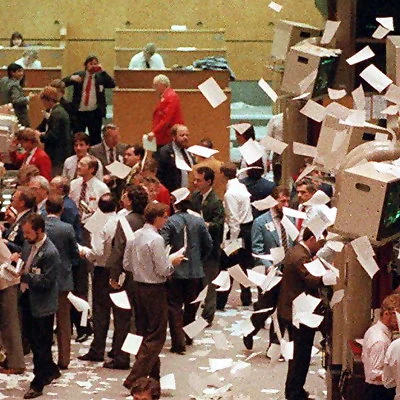 On October 19, 1987 the U.S. stock market falls 22% the greatest single day fall ever on Wall Street. Stock markets around the world follow. Known as Black Monday, the crash is quickly reversed in the following days eliminating fears of a Depression.