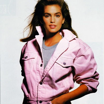 Super model Cindy Crawford shown in a 1987 advertisement for the GAP.