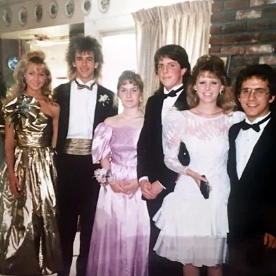 Group of American high school students dressed for Prom.