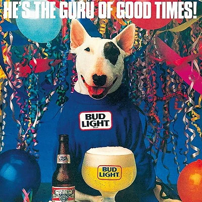 Ads for cigarettes and beer that appeal to children are popular and later banned. Party animal Spuds MacKenzie shown in a 1988 Bud Light advertisement is one example. Camel cigarettes featured the animated character Joe Camel.