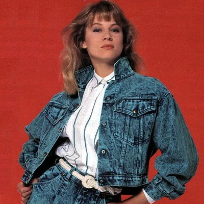Catalog shot showing stone washed denim.