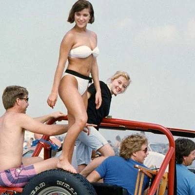 College kids celebrate spring break at the beach in Galveston, Texas.
