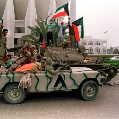 Iraq invades their neighbor Kuwait over an oil dispute. The United Nations sets a deadline for Iraq to withdraw, but this is ignored by Iraqi President Saddam Hussein, eventually leading to the Gulf War in 1991.