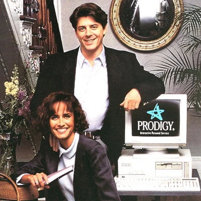Ad for online service provider Prodigy, one of the big three online providers in 1991, the others being CompuServe and America Online.