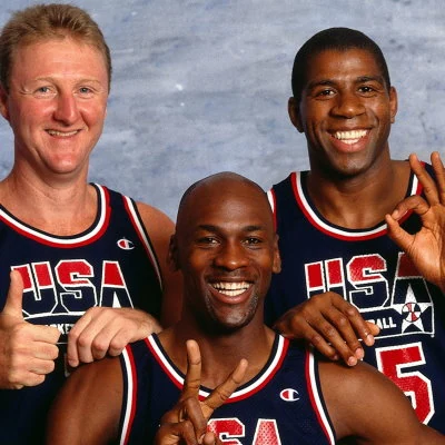 The 1992 Summer Olympics in Barcelona, Spain allow active professional basketball players from the NBA for the first time. The U.S. team features Larry Bird, Michael Jordan and Magic Johnson among others and is nicknamed the "dream team". The team dominates the competition, winning their closest game by 32 points, and going on to win the Gold Medal .