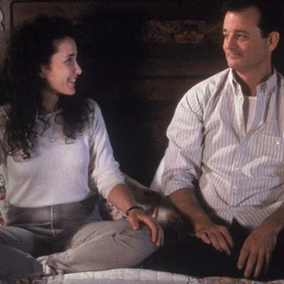 Bill Murray and Andie McDowell in the hit 1993 comedy film Groundhog Day, directed by Harold Ramis.