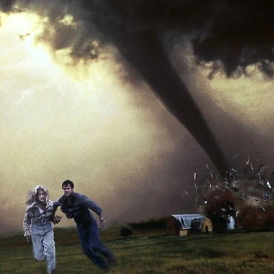 The disaster/action film Twister is the second highest grossing film in the U.S. in 1996. The film stars Helen Hunt and Bill Paxton.
