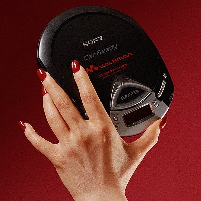Detail from a magazine ad for the Sony Walkman portable compact disc player.