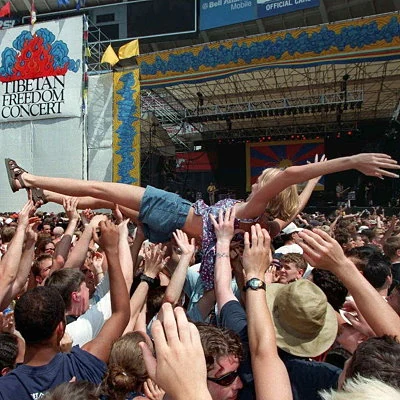The crowd at the 1998 Tibetan Freedom Concert in Washington D.C. The event featured the Beastie Boys, Radiohead, R.E.M. and many other artists.